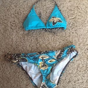 Bright blue bikini